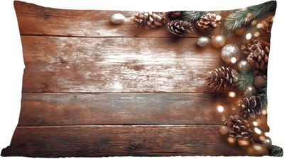 Sierkussens - Kussentjes Woonkamer - 60x40 cm - Kersthoekdecoratie - Dennenappels - Lichtjes
