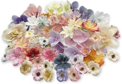 Kleurrijke zijden bloemenhoofden voor cakeversieringen, DIY knutselen en bruiloften - 50 stuks nepbloemen