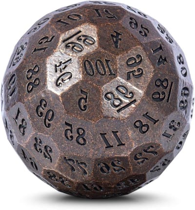 Veelvlaks Dobbelsteen - 100 Zijdige - Rollenspellen - Zware Metaallegering - 50mm Diameter - Oud Koper