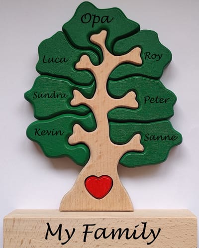 Gepersonaliseerde Stamboom puzzel 7 namen - geboorte - kraam cadeau - Vaderdagcadeau - moederdagcadeau - Babygeschenkset