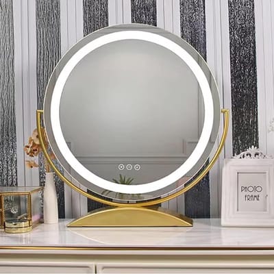 Ronde LED Spiegel - Make-up Verlichting - Perfecte Make-up - Smart Touch Bediening - 40cm Diameter - Goud