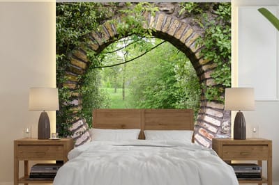 Behang - Fotobehang Park - Doorkijk - Natuur - Breedte 280 cm x hoogte 280 cm
