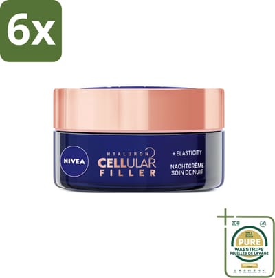 NIVEA - Nachtcrème - CELLular Expert Lift Anti-Veroudering - Voor alle huidtypes - Met Bakuchiol & Hyaluronzuur - Verhoogt collageen & anti-rimpel - 50 ml - Voordeelverpakking - 6 stuks - Bakuchiol - Hyaluronzuur