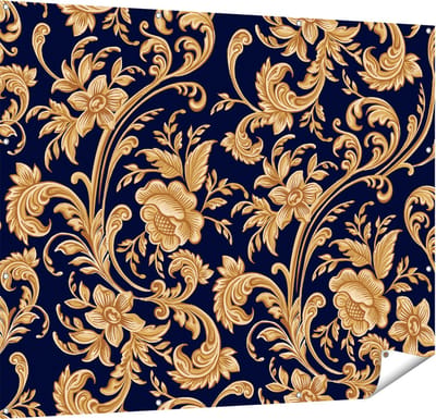 Gards Tuinposter Decoratieve Gouden Bloemen Achtergrond - 150x120 cm - Tuindoek - Tuindecoratie - Wanddecoratie buiten - Tuinschilderij