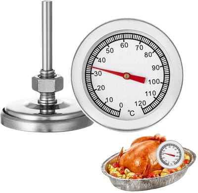 Dailygoods - Oventhermometer, roestvrij staal, keukenthermometer, braadthermometer, BBQ voor grill, rookoven, pizza, temperatuurweergave 120 °C voor koken, vlees, rookoven