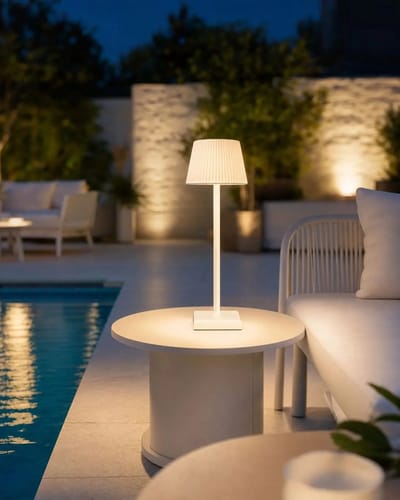 Specilights Oplaadbare Draadloze Tafellamp Wit – Luxe LED Buitenlamp voor Terras en Tuin – Touch Dimbaar – 3 Lichtkleuren – met Accu