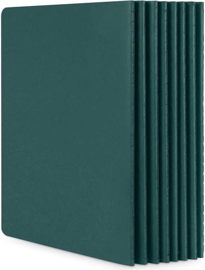 A5 Notebooks Lined Soft Cover - Set van 8 Stuks - 100GSM Papier - Ideaal voor Reisjournalen, Notities en Creatieve Schrijfsels - 60 Pagina's in Donkergroen