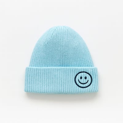 Hidzo Beanie - Muts - Smiley - Polyester - Lichtblauw - Kindermuts