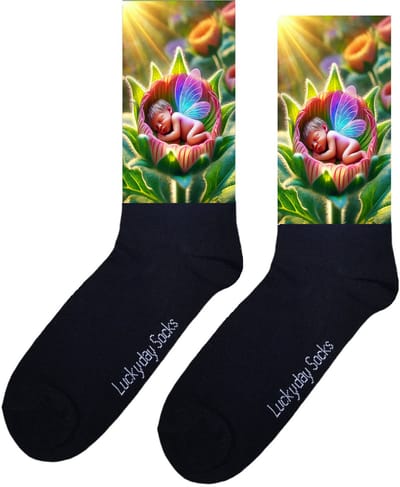 Baby - Opkikker - Grappige sokken - Valentijns cadeau - Verjaardag cadeau - Sinterklaas cadeau - Kunst - Leuke sokken - Vrolijke sokken - Elfje - Natuur - Bloem - Kerstsokken - Vaderdag - Moederdag - Kerstcadeau - Socks maken Happy - Maat 37-44