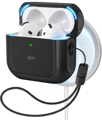 Beschermhoes voor AirPods 4 Gen (2024) - Draadloos opladen, USB-C, magnetisch deksel, zwart