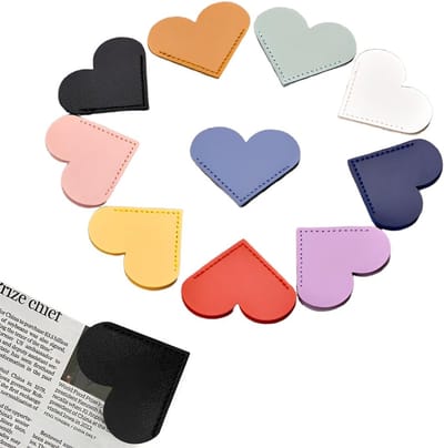 Boekenleggers, hart-bladwijzers, hoekbladwijzers, handgemaakte boek-accessoires, schattige bladwijzers, cadeau voor kinderen, vrouwen en leesliefhebbers (12 kleuren)