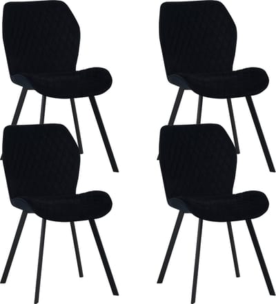 Colenis® - Rio eetkamerstoel - Set Van 4 - Zwart - Fluweel - Velvet - Industrieel - Stoel
