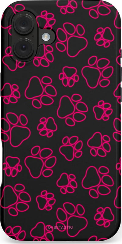 Casetastic hoesje geschikt voor Apple iPhone 16 Plus - MagSafe - Dubbellaagse bescherming - Neon pootjes - Fashion Case - Zwart Bordeaux
