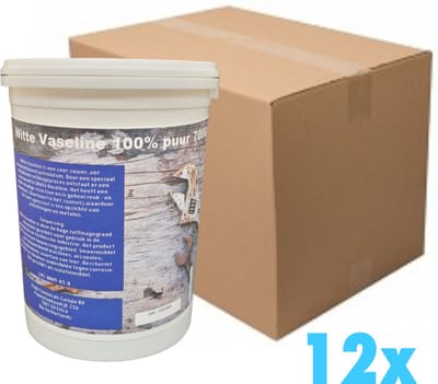 Witte Vaseline 12x 700 gram Voordeeldoos - 100% Puur Petrolatum Zuurvrij - Smeermiddel & Roestbescherming | TCE