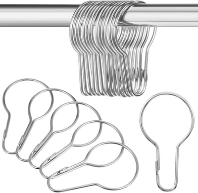 Dailygoods- Gordijnringen Roestvrij Staal - 20 Stuks - Gordijnclips - Geopende Gordijnringen - Gordijnklemmen - Voor Douchegordijn - Gordijnhaken