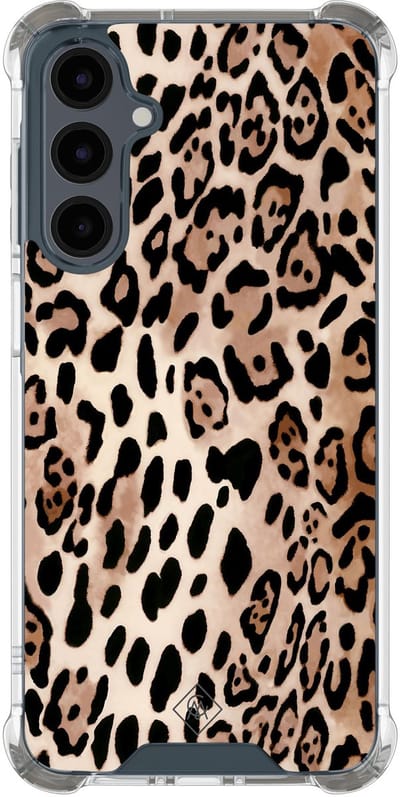 Casimoda® hoesje - Geschikt voor Samsung Galaxy A16 - Luipaard print bruin - Shockproof case - Extra sterk - TPU/polycarbonaat - Bruin/beige, Transparant