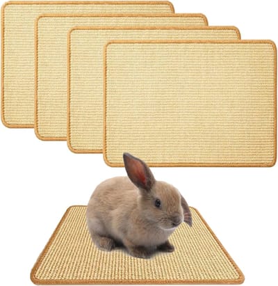 4 stuks natuurlijke konijntjeskrabmat, klauwen en tandverzorging, kooimatten, kauwspeelgoed voor konijnen, beddengoed voor bijten