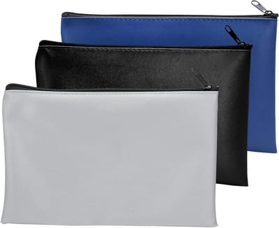 Set van 3 Nepleren Sofa Tassen 25 x 16 cm - Handige Portemonnee voor A5 Documenten, Ideaal voor Zakelijk, Thuis en Schoolgebruik (Blauw, Zwart, Lichtgrijs)