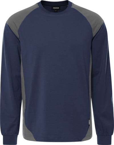 Fristads Heavy T-shirt lange mouw 7071 GTM - Marineblauw/Grijs - L