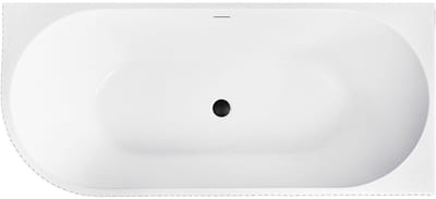 Rea - Badkuip- Wenus 170 Rechtsaf Zwarte Stopkap - Wit - Acryl - 170X80X57,5Cm