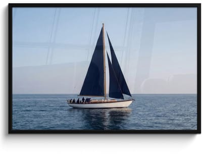 Poster in lijst - Fotolijst 120x80 cm - Posters - Zeilboot - Zee - Blauw - Posterlijst zwart - Decoratie - Wanddecoratie woonkamer - Muurdecoratie slaapkamer