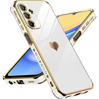 Luxe Plating Hoesje Voor Samsung Galaxy S24 S23 Ultra S21 S20 FE A55 A52 A53 S22 Plus A13 A54 A14 Liefde Hart Zijpatroon Hoes S23 PLUS wit