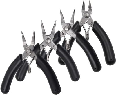 4Pcs Mini Tang Set Rvs Lente Diagonale Ronde Gebogen Neus Voor Sieraden Kralen Ambachten Diy Accessoires Reparatie Tools