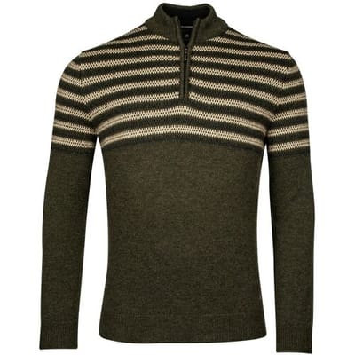 Baileys Trui Half Zip Jacquard Top Stripe Design Single Knit Donker Groen / male