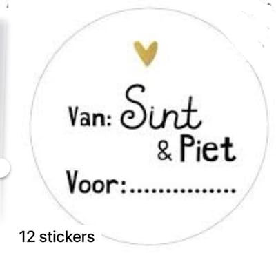 Akyol - Sinterklaas / Sint - Sluitsticker Groetjes van Sint en Piet - Sluitzegel - Wit - Zwart - Envelop sticker - Kaart - Cadeau – Gift – Cadeauzakje - Pakjesavond - 5 december - 40mm