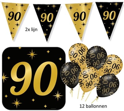 5 delig - 90 jaar feest versiering pakket Classy Party.