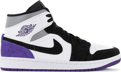 Air Jordan 1 Mid SE - Heren Sneakers Sport Casual Schoenen 852542-105 (WHITE / COURT PURPLE - BLACK) - Maat EU 43 US 9.5