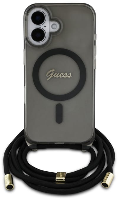 Guess Crossbody Serie - iPhone 16 Etui - MagSafe - Crossoverband - Zwart