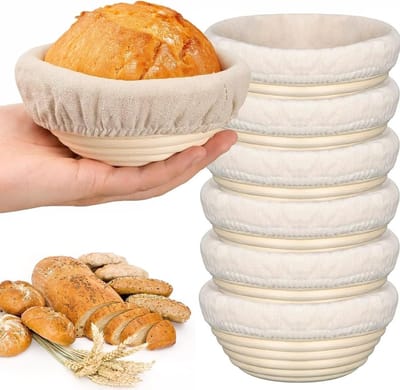 Brood Manden - Rijsmanden Deegmanden - Brood Bakken - Set van 6 - 16 cm Diameter - Natuurlijk Beige