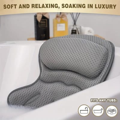 Vavida Badkussen - Luxe - Sterke Zuignappen - Ergonomisch - Grijs - Spa Ervaring - Droogt Snel