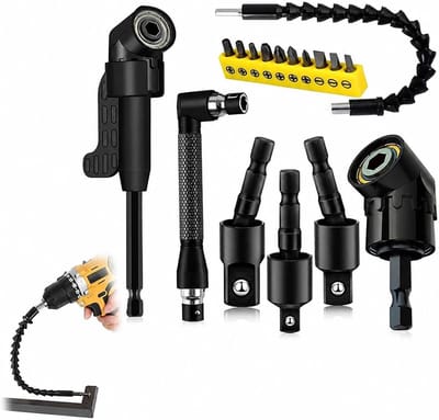 Complete Set van 17 Hoekschroefadapter Accessoires voor Draadloze Schroevendraaiers, Inclusief Hoekboor en Bevestigingen voor Efficiënt Schroeven en Boren