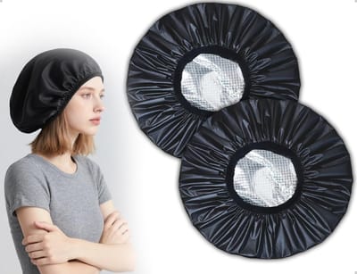 Douchemuts voor dames, waterdichte dubbelzijdige haarkap, satijnen slaapmuts, haarbescherming, ideaal voor douchen en slapen (zwart)