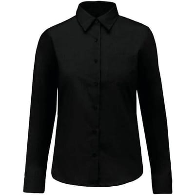 Kariban Overhemd in onderhoudsvriendelijk polykatoen-popeline dames K549 - Black - S