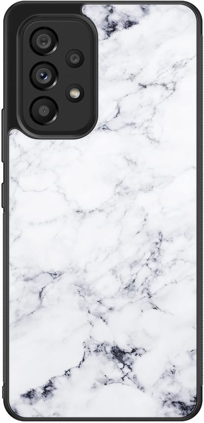 Leuke Telefoonhoesjes - Hoesje geschikt voor Samsung Galaxy A53 - Marmer grijs - Backcover zwart - Marmer - Grijs