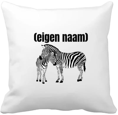 Akyol - 2 zebra's met eigen naam Kussen hoes - Zebra - dieren liefhebber - iemand die houdt van zebra's - verjaardag - cadeau - kado - geschenk - 40 bij 40 cm