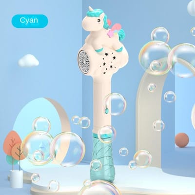 Pistolet à Bulles Électrique Licorne de Noël Jouet pour Enfants Machine à Bulles Souffleur à Savon Automatique avec Lumière Jeux de Fête Extérieure