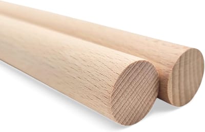 Ronde Houten Staven - Houten Stokken Beukenhout - Houtbewerking Ambacht - Fijn Geslepen Onbehandeld - 40mm Diameter 100cm - Naturel