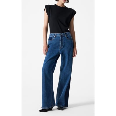 French Connection Elliot Denim Side Panel Jean Vintage/clean Indigo Vintage/cl Maat: 6 | Wijde Broeken Outlet | Dames | Blauw