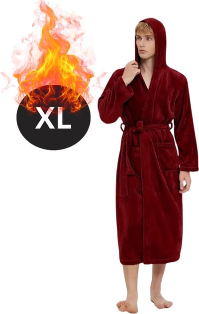 Bovista Badjas Heren - Fleece - Katoen - Badstof - Sauna - Hamam - Wafel - Bathrobe - Duster - Ochtendjas - Spa - Kimono - Rood XL