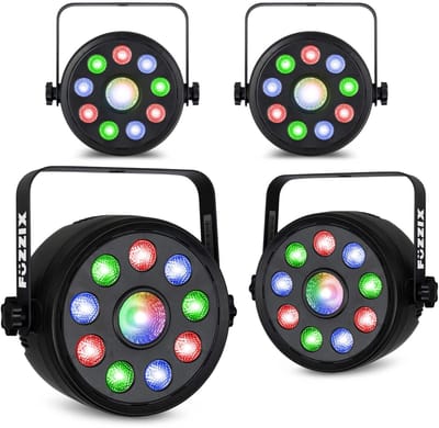 Fuzzix set van 4 PLF15 Party LED parren - 9x 2W RGB LED’s en 6W centrale LED - Met DMX