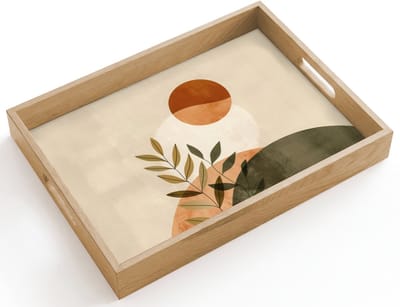 Dienblad hout 40x30 cm - Schootdienblad - Takken - Vormen - Abstract - Borrelplank rechthoek - Plateau dienbladen