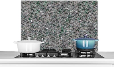 Spatscherm keuken 80x55 cm - Kookplaat achterwand IJzer - Platen - Patroon - Muurbeschermer - Spatwand fornuis - Hoogwaardig aluminium