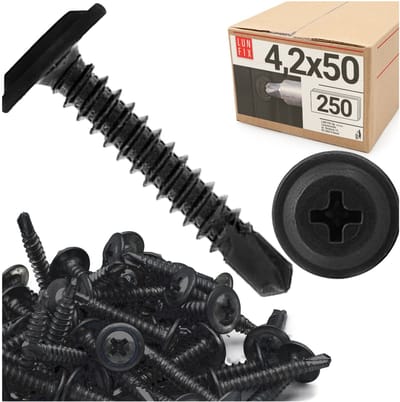 LUN FIX - Boorschroeven 4,2x50 mm - 250-pack - Gefosfateerd staal - Voor gipsplaten, metalen profielen, gips, hout.