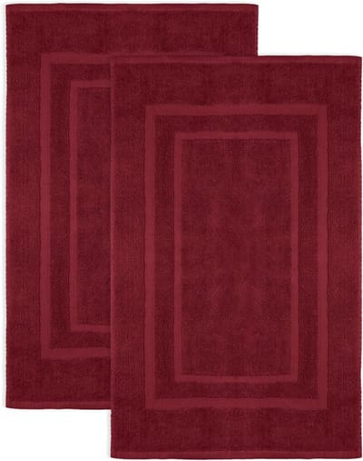 Famanu - Set van 2 Badstof Badmatten, 100% Katoen, 50x80cm, Wijnrood