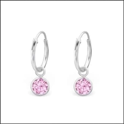 Aramat Jewels | Oorringen | Sprankelende Zilveren Kinder Oorringetjes met zirkonia | Roze | |2mm | Zilver | Kinderen | Verkleurd niet