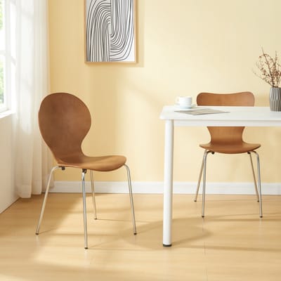 Eetkamerstoel Etne 85x48x50 cm set van 4 walnootkleurig en chroom [en.casa]
